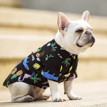 Летний хлопковый пляжный жилет для щенка, футболка с короткими рукавами и рисунком собаки, одежда из хлопка