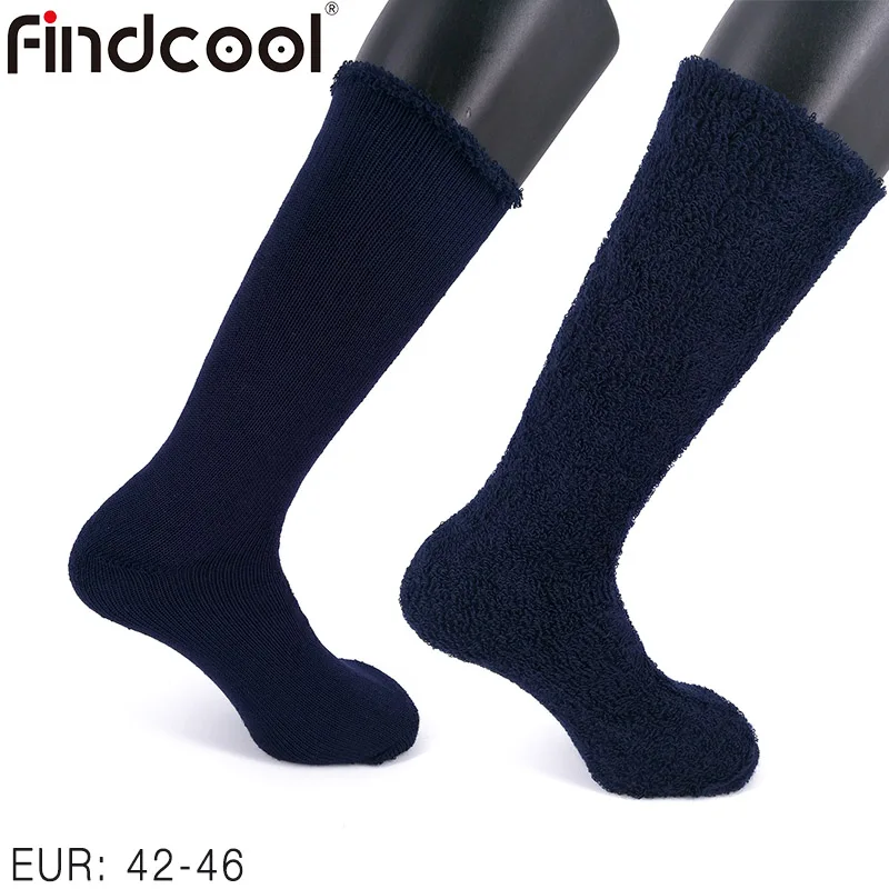 FINDCOOL, носки из мериносовой шерсти для мужчин и женщин, полностью амортизирующие махровые зимние носки, очень толстые и сохраняющие тепло зимой - Цвет: Navy