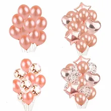 14 Piece Rose Gold latex Balloons Wedding Decoration Birthday Party decorations Adult 18 Inch Heart Shape Gift helium balloon