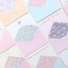 Domikee милый кавайный корейский цветочный узор подарок для офиса и школы поздравительный конверт и Письмо Бумажный набор канцелярских принадлежностей 4 колодки+ 2 конверта