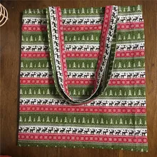 YILE из хлопка и льна Экологичная для шоппинга с ручкой через плечо сумка с принтом елки по индивидуальному заказу, Рождественская тема, L14