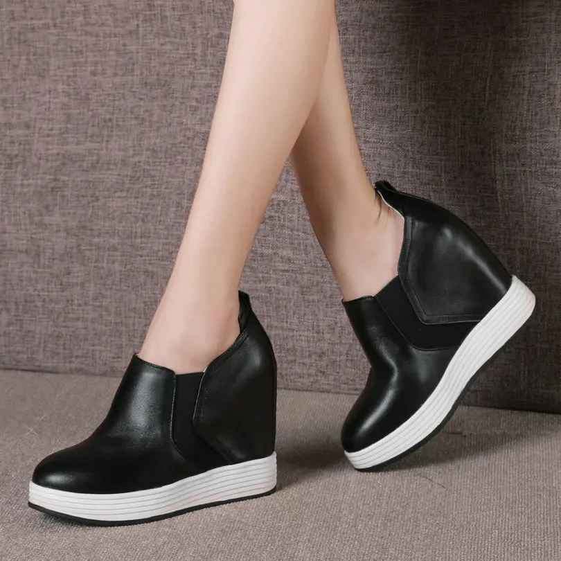 Lace white black Up white Femmes Casual Nayiduyun Slip Hauts Cuir On Chaussures Pour Plate Véritable Coins Oxford À Escarpins Sneakers Talons Blanc Up forme Black On Soirée De En Noir qxF1fgB