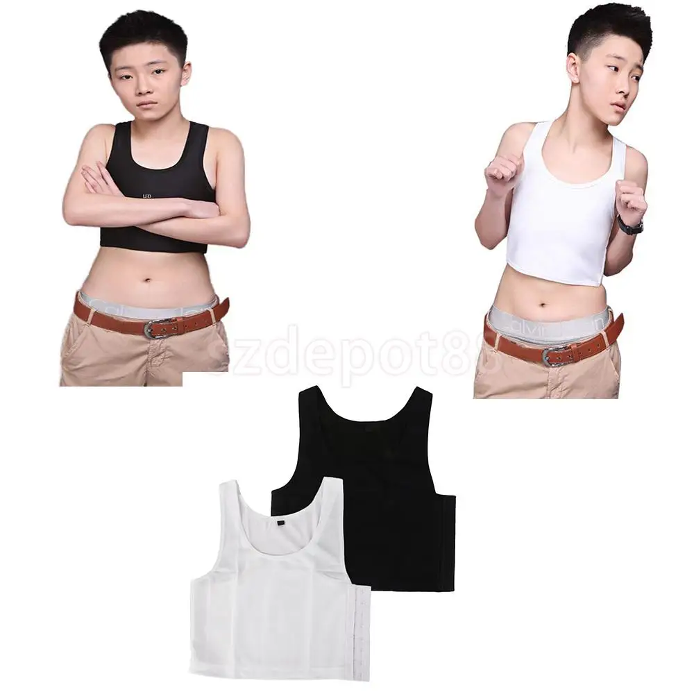 

2x Lesbian Tomboy Chest Breast Binder Slim Fit FTM Crop Vest Short Tank Tops M