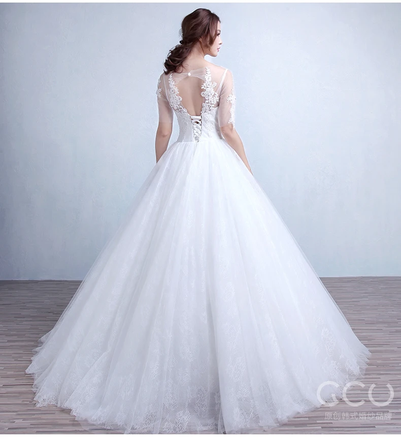 Robe De Mariage 2019 плюс размеры роскошные свадебное платье Scoop тюль бальное Половина рукава Свадебное