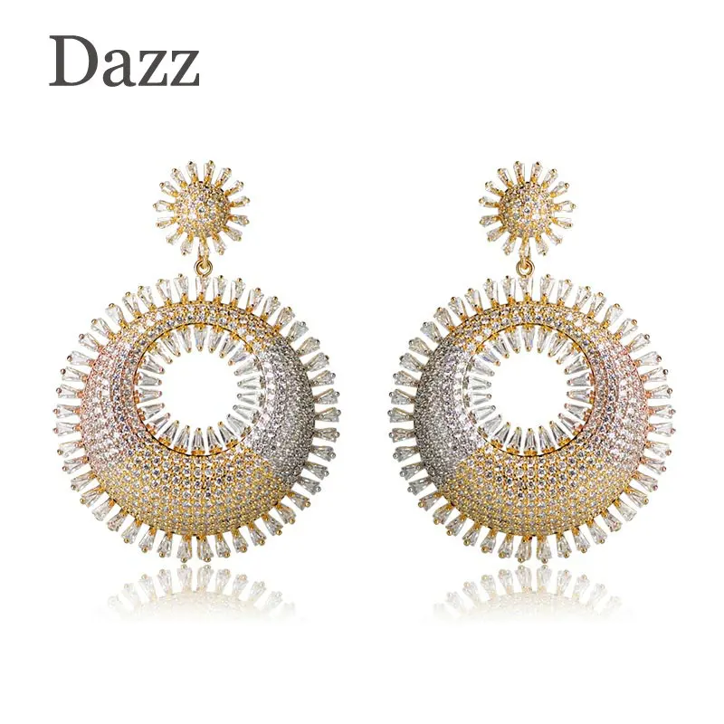 Buy Dazz Women Big Round Dangle Earrings Three Tones