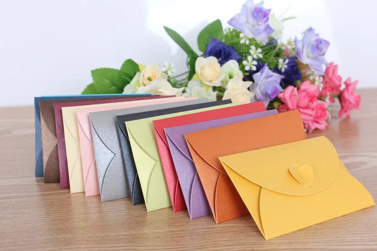 5p/lot Large Size 11*17.5cm Heart Clasp Envelopes Retro Paper Envelopes