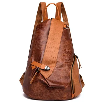 

FGGS-Pu Leather Bucket Row Backpack Anti-Theft Waterproof Ladies Large Capacity Bag