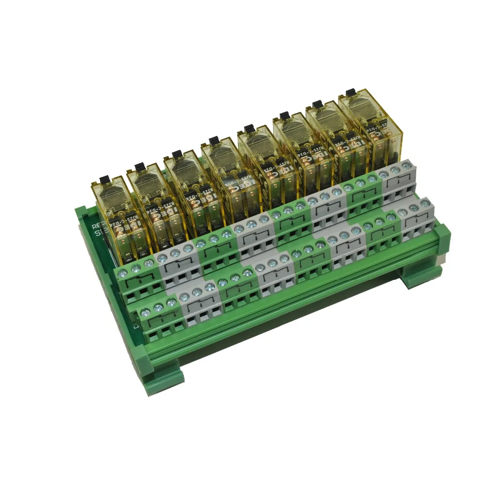 8 канальный модуль реле интерфейса DPDT DIN Rail Mount IDEC RJ2S 24 В|interface relay|8 channeldin mounting rail |