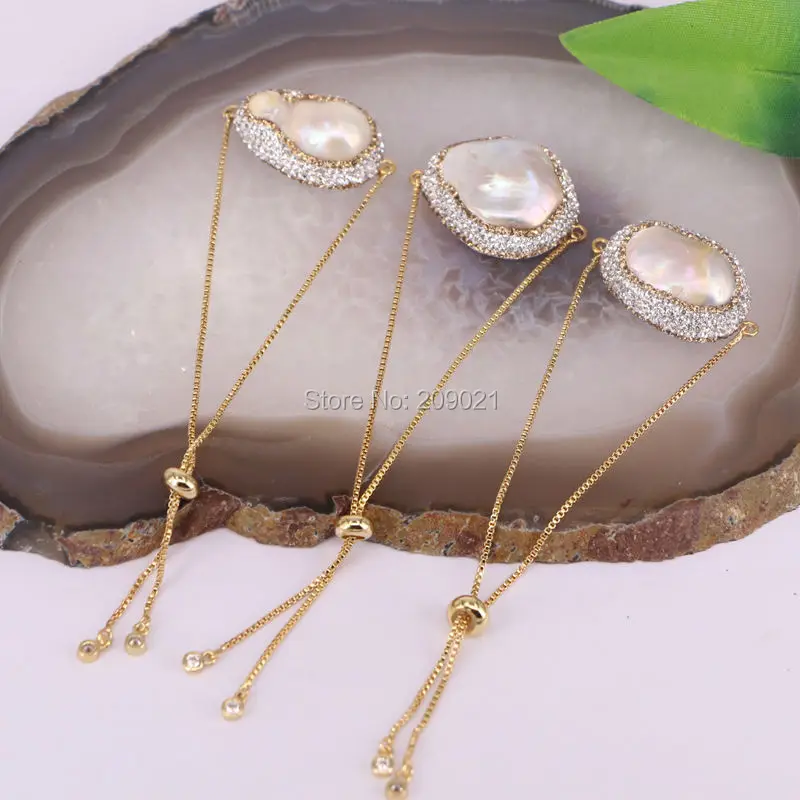 

DIY 6pcs Pave Rhinestone Pearl Chain Bracelets Jewelry Finding For Women