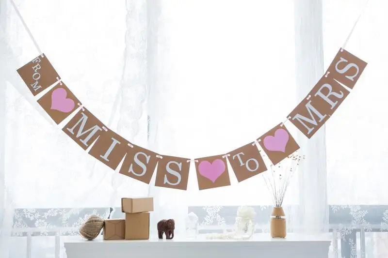 

From Miss to Mrs Banner Wedding Shower Card Bridal Sign Garland Bunting Party Favor