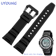 Черный силиконовый резиновый водонепроницаемый ремешок для Casio sgw-100 Ремешки для наручных часов умные часы аксессуары браслет