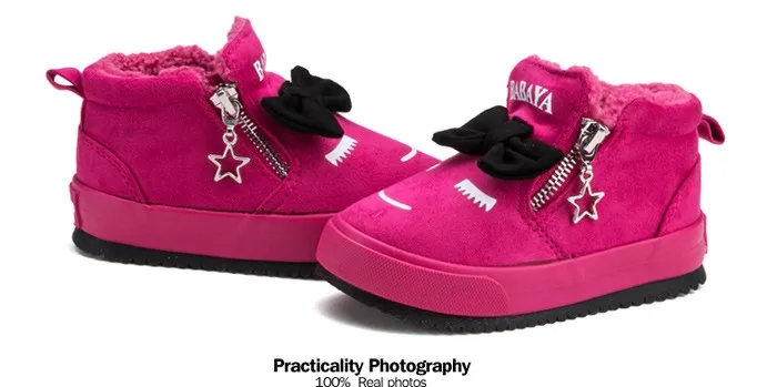 2017 Bowknot Kids Boots Girls Shoes Fashion Hot Warm Cotton Shoes Children Sneakers Winter Boots Cute Cartoon Smile Girls Boots 492 (8)