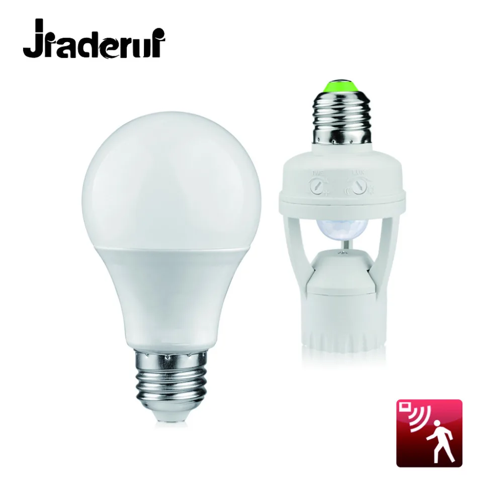 Jiaderui Infrared PIR Motion Sensor E27 Switch Holder Converter Adaptor+2835 SMD LED Lamp Bulb Room Night lighting AC 180V-265V