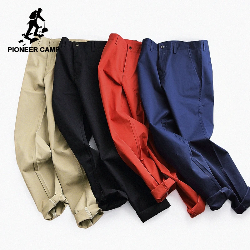 

Pioneer Camp solid casual pants men brand clothing stretch classic male trousers slim fit for men Plus Size dark blue Khaki