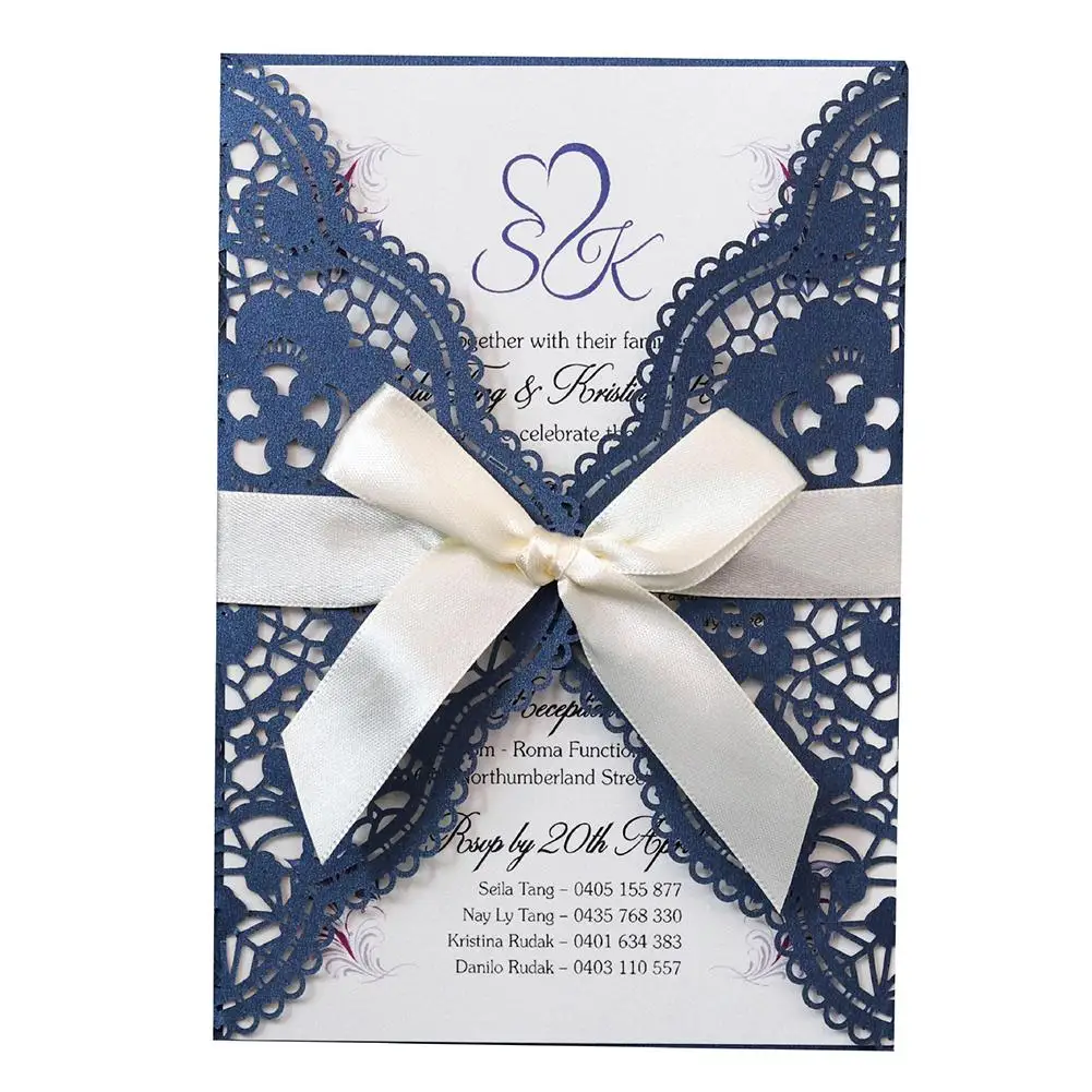  10PCS Invitation Card Simple European Invitations Laser Hollow Invitations Wedding Party Holiday Gr - 33031020597