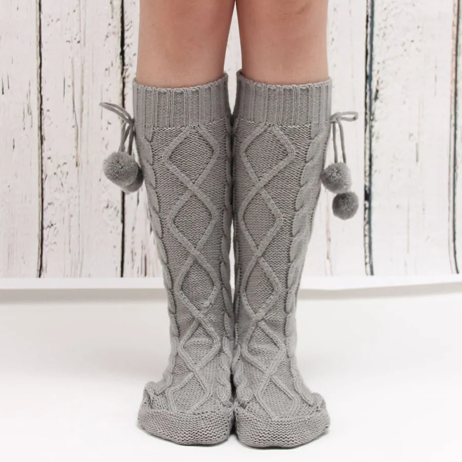 Socks for Home Winter Warm Women Long Knitted Bed Socks ...