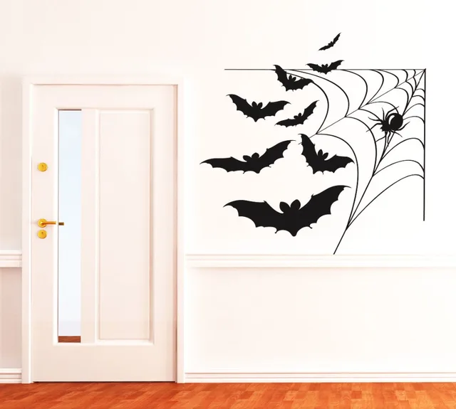Spider Web With Bats Cool Vinyl Wallpaper Waterproof Wall Mural Spider Web With Bats Cool Vinyl Wallpaper Waterproof Wall Mural Hy Home Bedroom Special Decor Art Decals Q 42