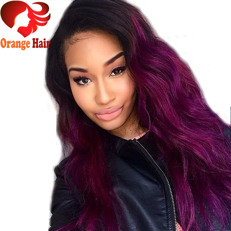 Purple U Part Wig Ombre 1B/Purple Wigs 100 Malaysian Virgin Human