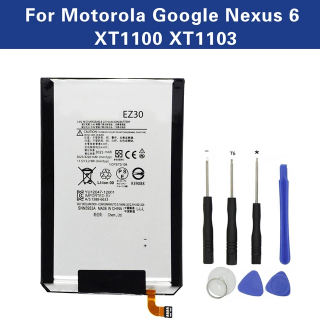 Cheap TAMEX Replacement Battery EZ30 For Motorola Google Nexus 6 XT1100 XT1103 SNN5953A 3025mAh with Repair tools Cheap TAMEX Replacement Battery EZ30 For Motorola Google Nexus 6 XT1100 XT1103 SNN5953A 3025mAh with Repair tools