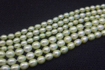 

freshwater pearl green rice 5-6mm 3-5mm loose beads nature beads for making jewelry necklace 14inch FPPJ wholesale