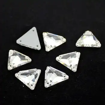 

Tri-angle Shape Crystal Clear sew on buttons Silver base crystal glass stone 2holes.12mm 16mm 22mm