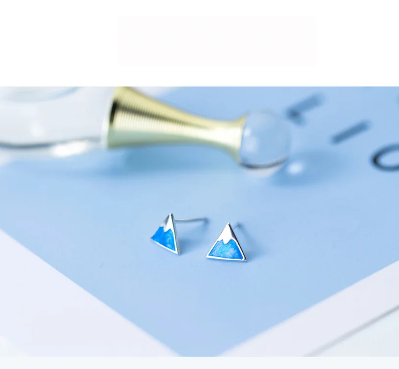 Trusta 925 Твердые ювелирные изделия из настоящего стерлингового серебра голубой треугольник Айсберг серьги открытие кольцо для девочки-подростка леди подарок DS988
