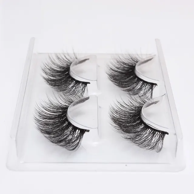 LEHUAMAO 2 Pairs 3D Mink Lashes Natural Long False Eyelashes Dramatic Volume Fake Lashes Makeup Eyelash Extension Silk Eyelashes 758