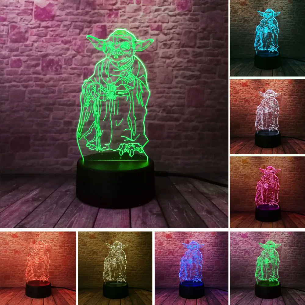  Star Wars 3D Bulbing Lamp Led Master Yoda Leader Vision Atmosphere Night Light Child Kids Bedroom H - 32820535154