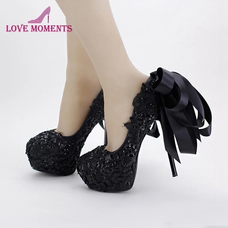 Sexy Black Lace Formal  Dress  Shoes  Bride Party Prom  High 