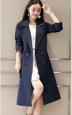 Women/'s Windbreaker Slim Fit Long Coat Jacket Lapel Spring Autumn Trench Coat US