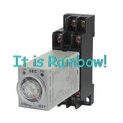 

Free Shipping DC 24V 8 Pins DPDT 0-60S Timer Delay DIN Rail Time Relay H3Y-2 w Socket