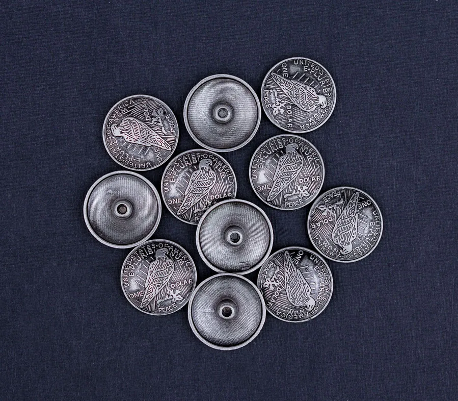 Монета Rivetback монета CONCHO партия 10 шт. Репродукция серебряного доллара орла 3/4 дюйма