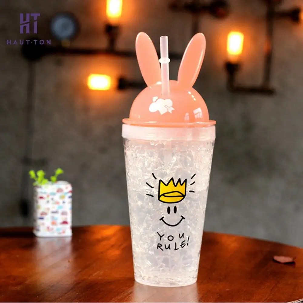 Cute Water Bottle with Bunny Ears and a Straw - Kuru Store