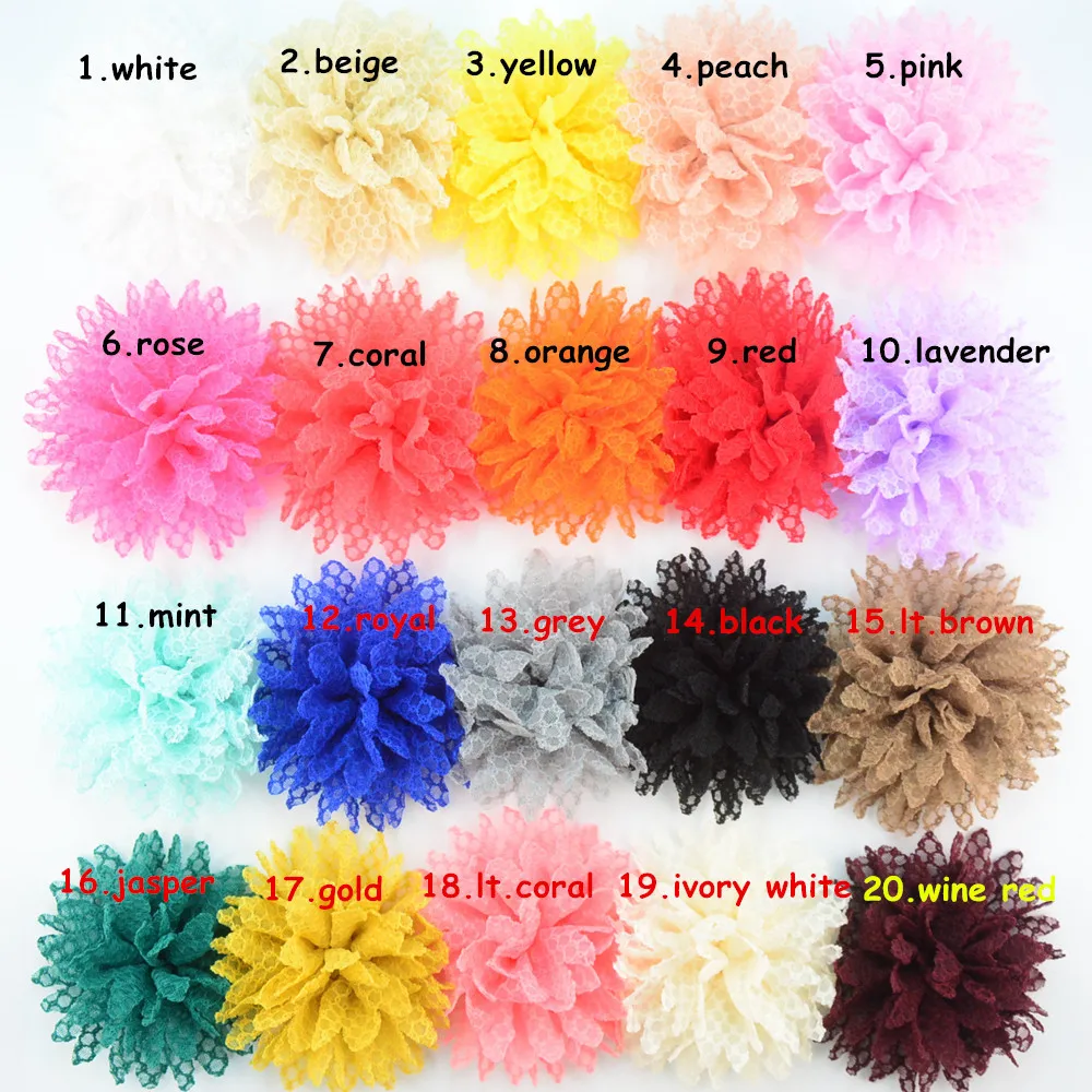 

Yundfly 50PCS 4" Boutique Cotton Solid Ballerina Lace Flower For Girl Hair Accessories Artificial Fabric Flowers Decorations