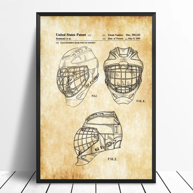 

Hockey Goaltender Mask Patent Print Wall Art Poster Canvas Prints Home Decor No Frame