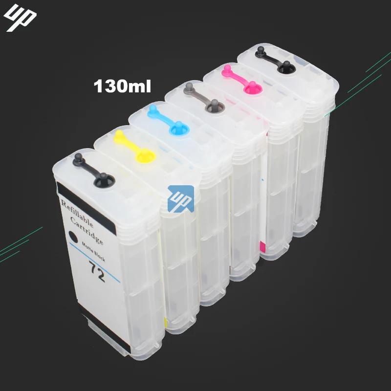 

UP 6 x 130ml refillable ink cartridge compatible for HP 72 for HP T610 T620 T1120 T1200/ps T1300 T2300 T770 T790 T795 CISS CIS