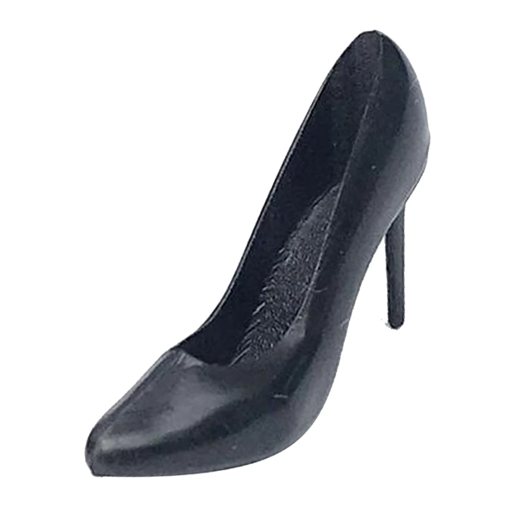 1/12 Scale Miniature Plastic Black High Heel Shoes Dolls Accessories for Doll House Room Furniture Woman Figures Accessory Decor