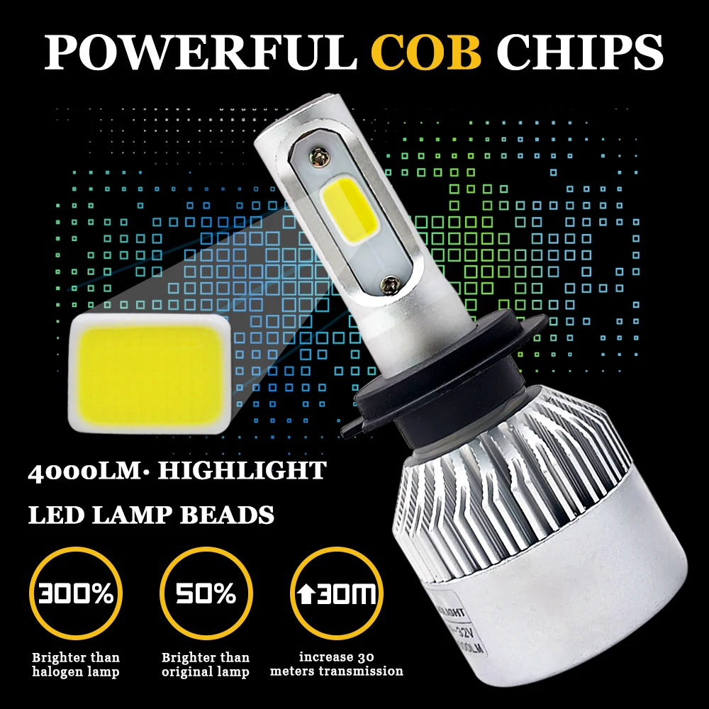H11 Led H1 H7 H4 H3 H8 H27 HB3 HB4 9005 9006 881 Светодиодная лампа для фар 72 Вт 8000LM 6500 к автомобильная