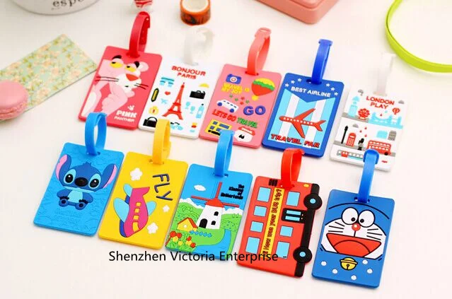 

10 Cartoon Designs - Silicone Travel Luggage Tag Holder Case , Label Name Cards TAG Size 16CM Approx.