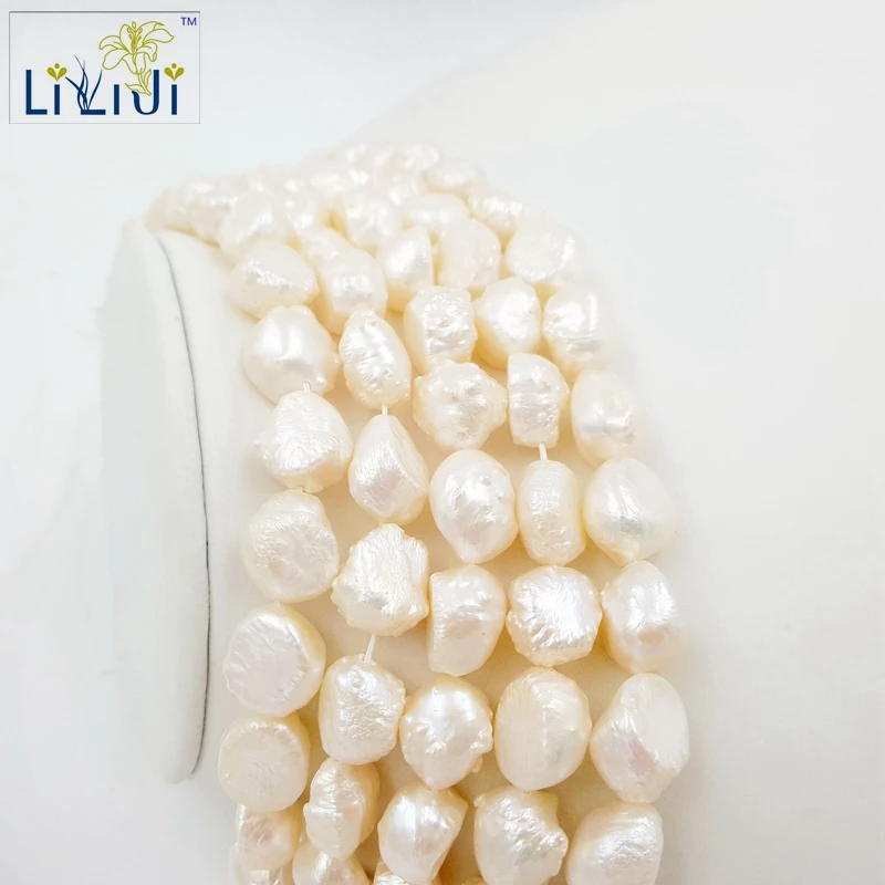 

Lii Ji Natural White Freshwater Pearl beads 11-12mm Freedom shape Loose Beads for DIY about 38cm