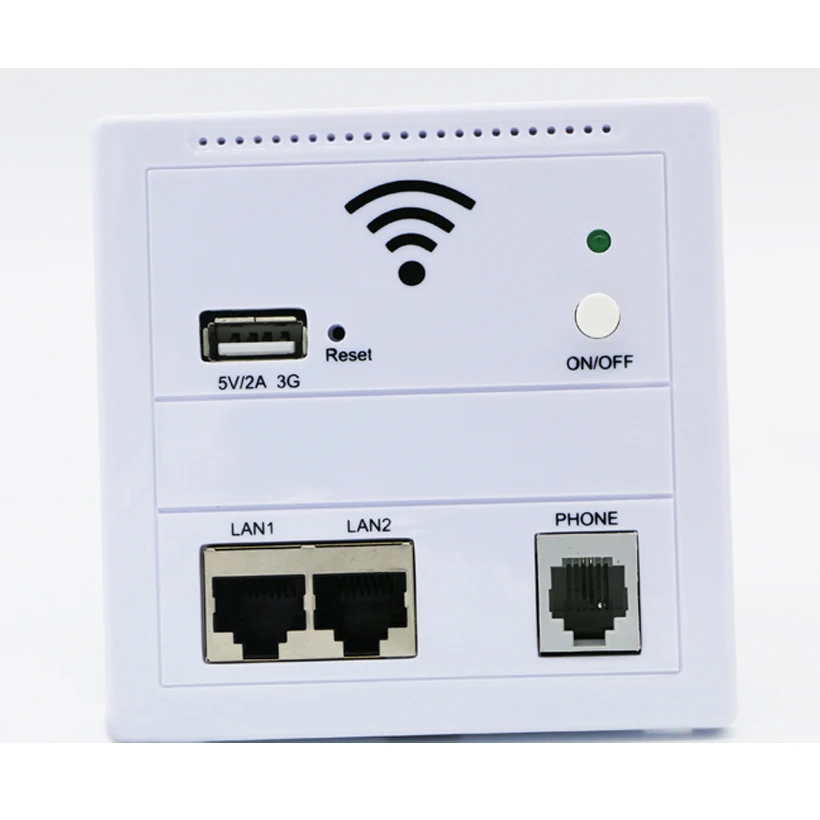 

AP Router 150 Mbps Indoor Wall Embedded Wireless WiFi Router repeater 3G 5V 2A USB Charger socket panel with Switch LAN/RJ11/USB