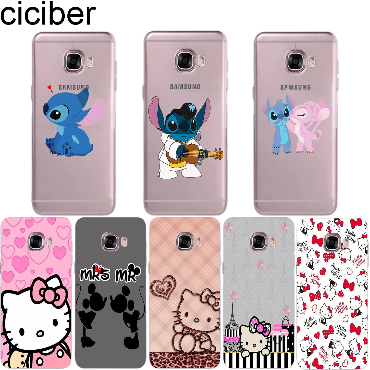 

ciciber Hello Kitty Stitch Phone Case for Samsung Galaxy Note 9 8 3 4 5 Soft TPU Cover for Galaxy C7 C9 C8 C5 Pro 2017 Coque