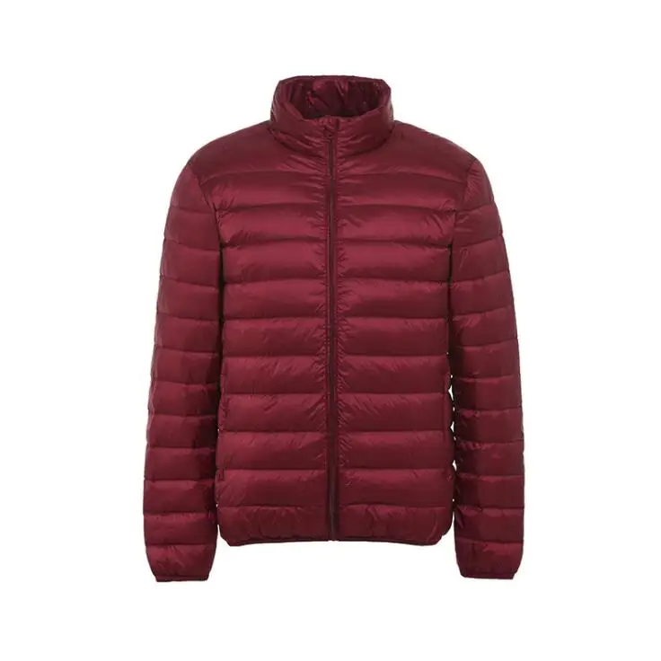 Covrlge осень зима мужской пуховик на утином пуху ультра светильник, куртки тонкого размера плюс, мужская верхняя одежда с воротником-стойкой, пальто MWY001 - Цвет: Redwine