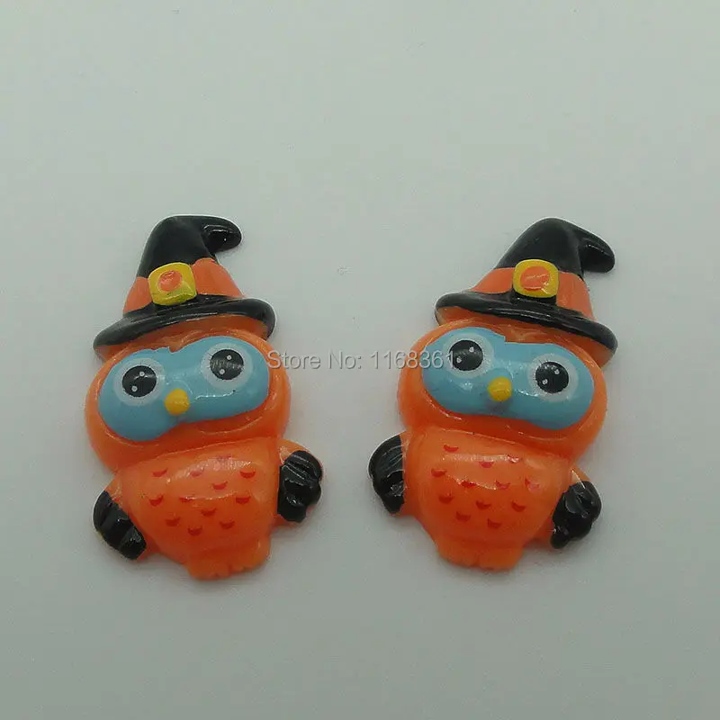 1pcs/lot resin flat back Halloween orange owl 31mm Cabochons Scrapbooking Hair Bow Center DIY Christmas decration C104-5