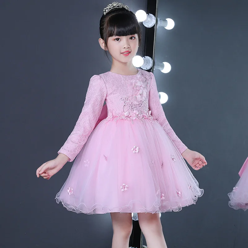 

Winter Autumn Lace Princess Girl Performance Dress Kids Christmas Clothes Infants Long sleeve Appliques Party Birthday Dress