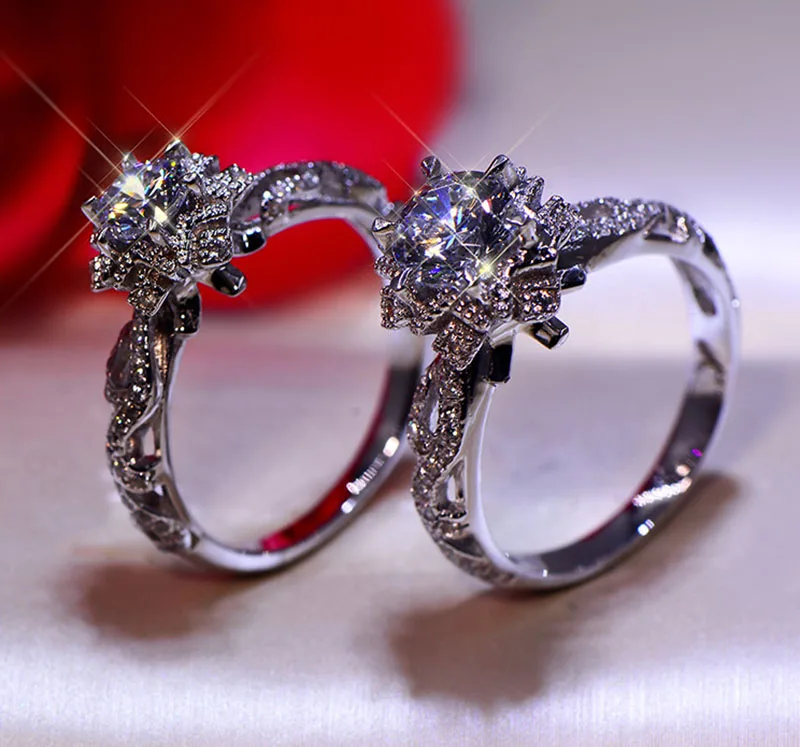 Кольцо с бриллиантом Moissanite 1 карат 18K 750 белое золото|Кольца| |