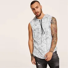 Мужской Стильный жилет с принтом и шляпой, дизайн со шнурком, Спортивная Повседневная рубашка, топы без рукавов, летние топы для мальчиков# p2