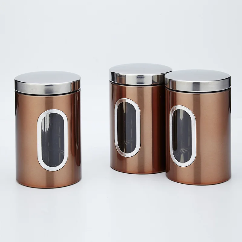 1.5L Transparent Stainless Steel Seal Pot Suit Kitchen Food Container Storage Tank Grain Coarse Cereals Tea Candy Jar With Lids