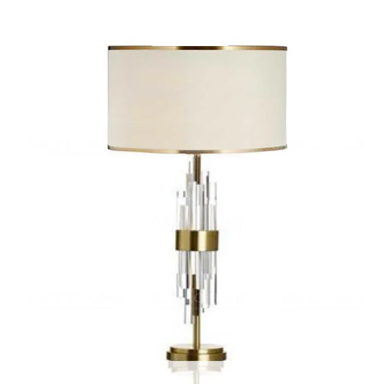 TUDA прозрачная стеклянная настольная лампа, лампа для спальни, Хрустальная настольная лампа, Золотая бронзовая Хрустальная трубка, художественная прикроватная лампа, домашний декор - Цвет абажура: White 38X66cm
