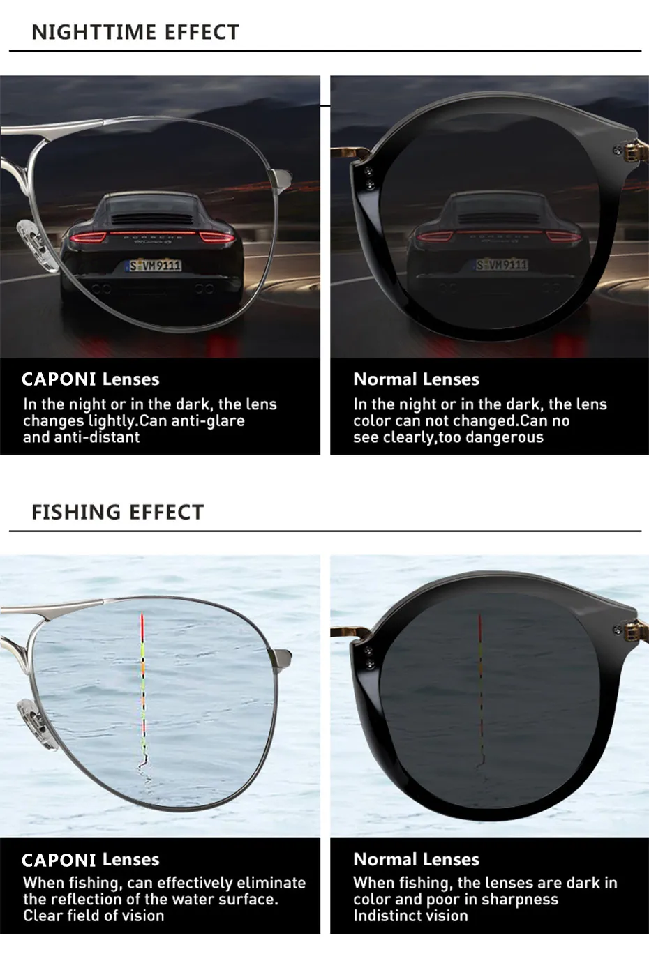 CAPONI, Винтажные Солнцезащитные очки пилота, мужские поляризованные солнцезащитные очки для рыбалки, мужские обесцвечивающиеся, классические, брендовые, дизайнерские, солнцезащитные очки, UV400 CP3025